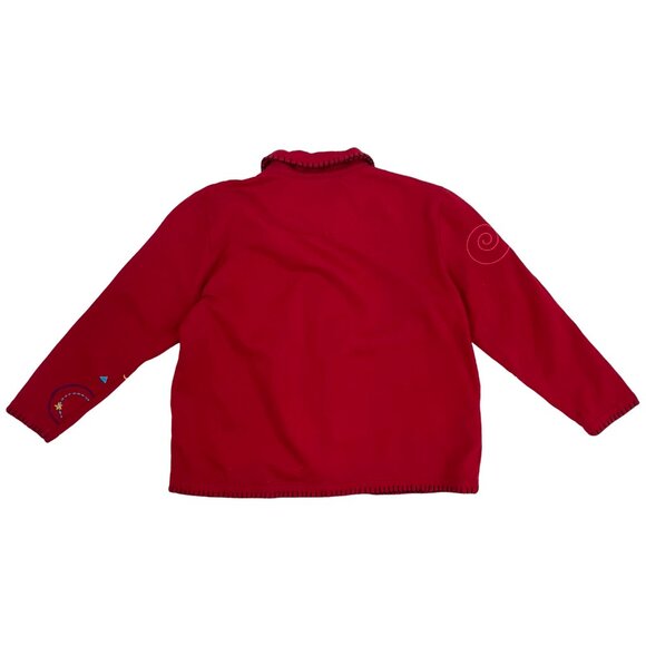 Vintage Holiday Cotton Jacket Button Front Christmas Tree Embellished Size P XL - Picture 2 of 5